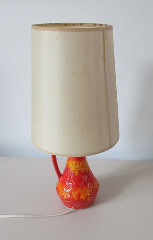 Bodo Mans - Fat Lava Oranje Rode lampvoet model 566-17 incluis originele kap - Bay Keramik kopen? Bied vanaf 30!