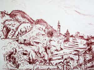 Jan Wiegers - Jan Wiegers - Alpenlandschap rond Intragna, handgesigneerde litho verkocht voor € 75!