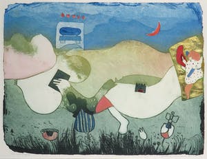 Michel van Overbeeke - Kleurenets met bladgoud, Into itself III - Ingelijst kopen? Bied vanaf 60!