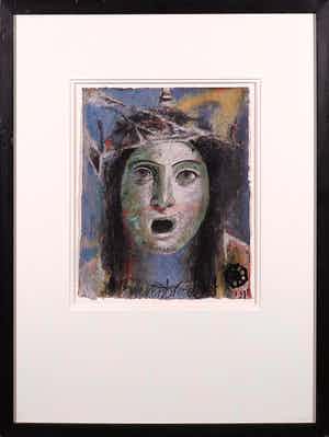 Gerti Bierenbroodspot - Gouache, Portret - Ingelijst verkocht voor € 150!