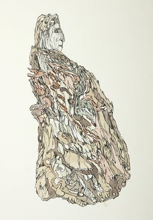 Henri Plaat - Ingekleurde inkttekening, Zittende gestalte kopen? Bied vanaf 70!