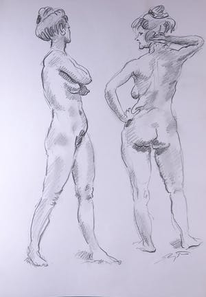 Jan Sluijters (jr.) - Potlood op papier, Poserende naakten kopen? Bied vanaf 1!