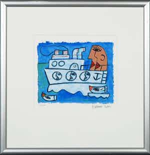 Hannes Kuiper - Zeefdruk, Zonder titel - Ingelijst verkocht voor € 40!