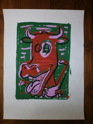 Buy Peter Klashorst - mad cow green [beperkte oplage]? Bid from 35!