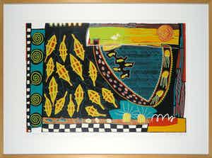 Diana van Hal - Linosnede, Sunface - Ingelijst (Groot) verkocht voor € 50!