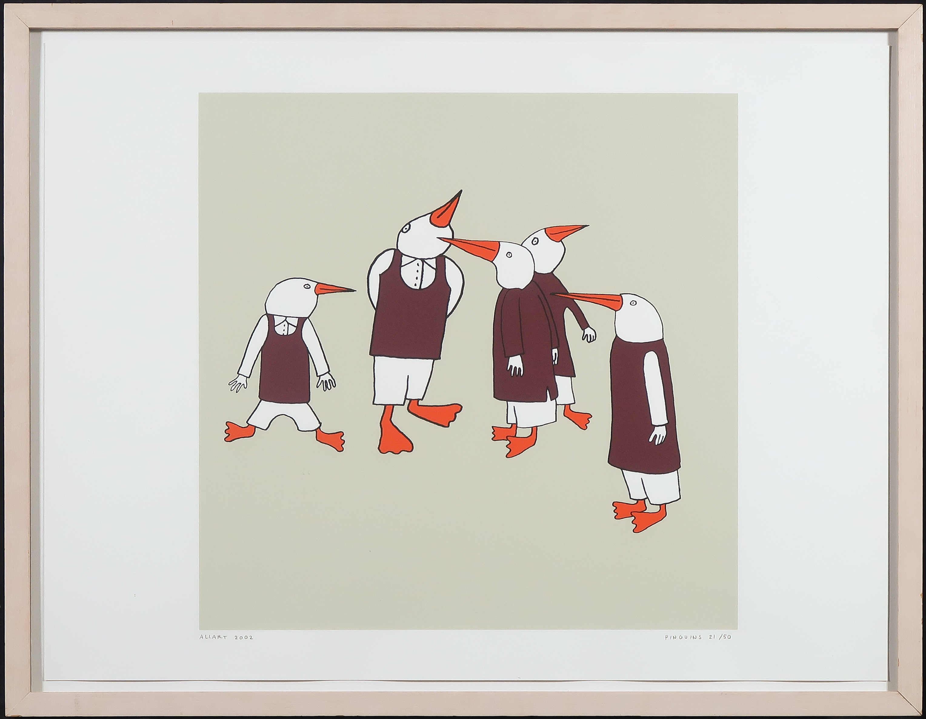 Jeroen Allart - Zeefdruk, Pinguins - Ingelijst kopen? Bied vanaf 1!