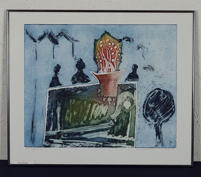 Jan Montyn - Zeefdruk - Interior Cambodja kopen? Bied vanaf 30!
