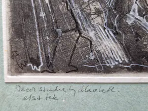 Dirkje Kuik - William (Dirkje) Kuik - gemengde techniek op papier - fantasie landschap kopen? Bied vanaf 109!