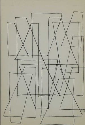 Siep van den Berg - Lot van twee pentekeningen, Geometrisch abstracte composities - Ingelijst kopen? Bied vanaf 35!