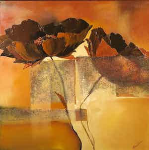 Elena Filatov - Acryl op doek, Mohn Braun II (Groot) verkocht voor € 60!