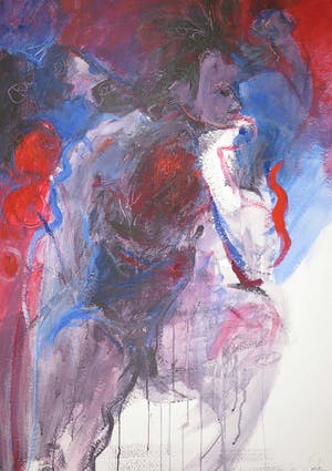 Franscz Witte - Acryl op papier, Zittend figuur kopen? Bied vanaf 1!