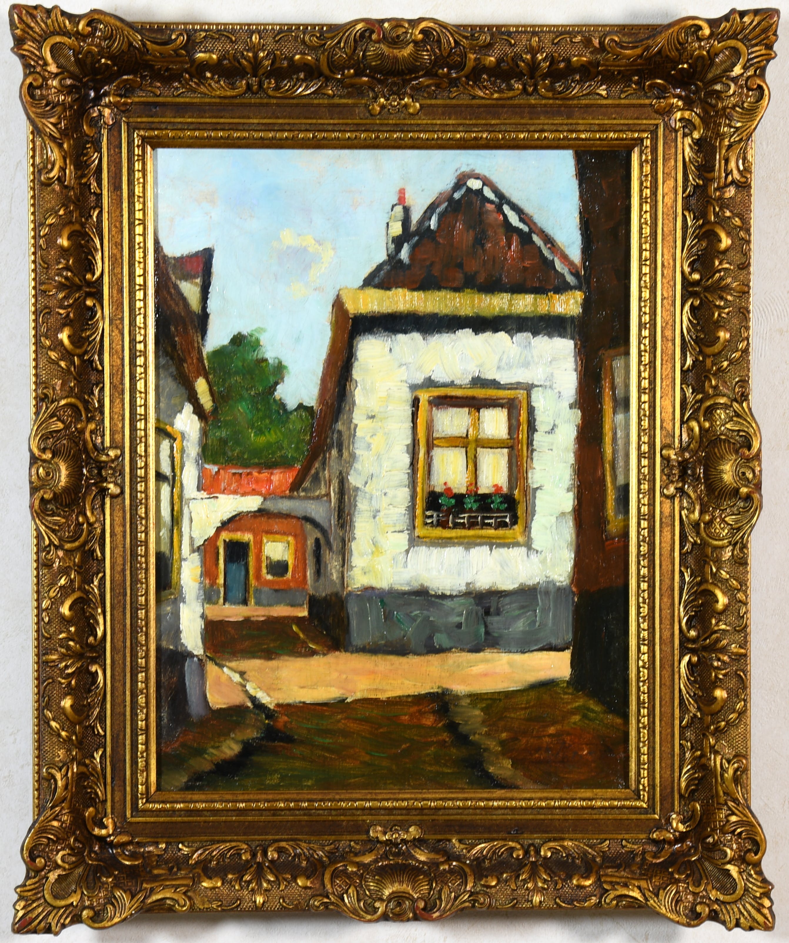 Adriaan Terhell - (1863-1949) - "Oud Woonhuis met Bloemen in Venster"-olieverf op doek-gesigneerd. kopen? Bied vanaf 70!