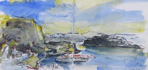 Franscz Witte - Aquarel op appier, Port du Valetta - Ingelijst kopen? Bied vanaf 1!