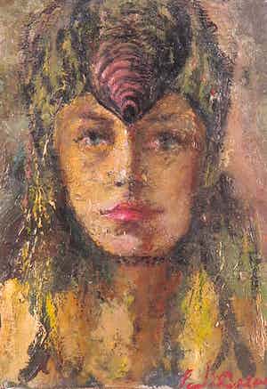 Paul Daenen - Gemengde techniek op marouflé, La belle époque - Ingelijst verkocht voor € 50!