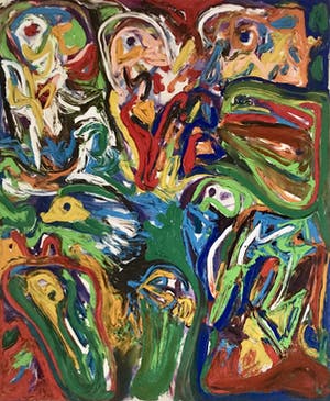 Finn Pedersen - Olieverf op doek - 2008 - zeer kleurrijk werk kopen? Bied vanaf 465!