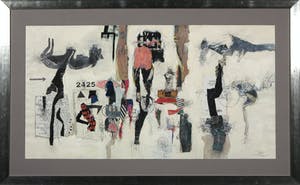 Fathel Neema - Acryl en collage op papier, Op de verkeerde - Ingelijst (Groot) kopen? Bied vanaf 60!