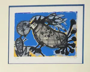 Corneille - Ingelijste lithografie: de muzikale vogel, 1992 kopen? Bied vanaf 485!