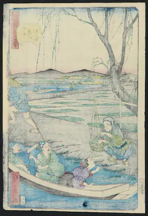 Utagawa Hirokage - Houtdruk, Uit de serie 'Comical Views of Famous Places in Edo' kopen? Bied vanaf 35!