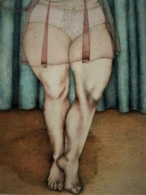 Niet of onleesbaar gesigneerd - Karikaturale & gesigneerde Pasteltekening "Ballerina op leeftijd" kopen? Bied vanaf 1!