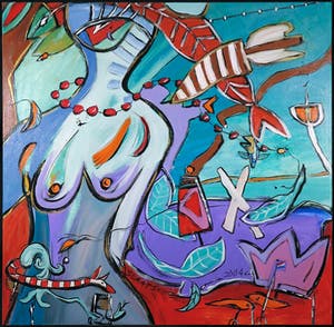 Miriam Slaats - Acryl op doek, Intuïtief 'n vrouw zijn (Groot) kopen? Bied vanaf 300!