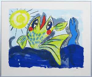 John Lie a Fo - Litho, Zonder titel - Ingelijst verkocht voor € 35!