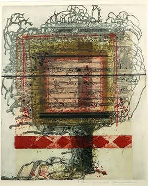 Anne Huitema - Ets en aquatint, Boom - Ingelijst verkocht voor € 1!