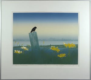 Hans Heijman - Zeefdruk, Joris in rivierlandschap - Ingelijst kopen? Bied vanaf 100!