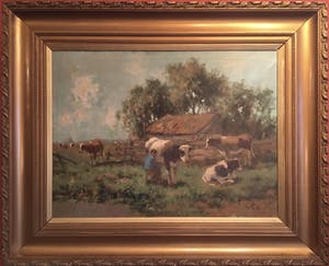 Cor Bouter - Cor Bouter (pseud. C.Verschuur), melkbocht, olie op doek kopen? Bied vanaf 625!