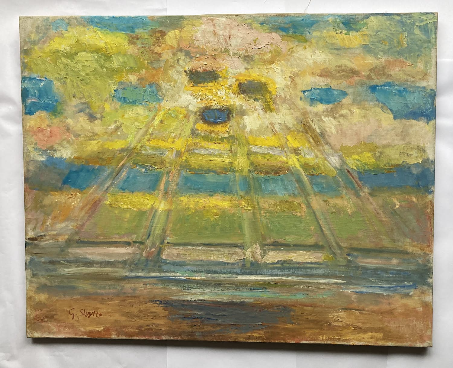 Ger Sluijter - Groot olieverfschilderij op doek - gesigneerd verkocht voor € 100!