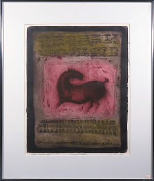 Sam Parabirsingh - Kleurenets, Paard met tekens - Ingelijst kopen? Bied vanaf 40!