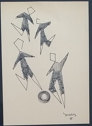 Siep van den Berg - Voetballers - inkt op papier kopen? Bied vanaf 90!