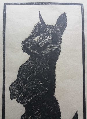 Jac. de Beer - Houtsnede "Teddy" Fox terrier kopen? Bied vanaf 10!