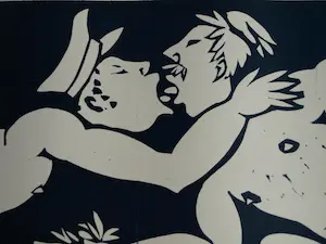 Eddy Varekamp - Afdruk linosnede, Affiche expositie Rob Gallery Amsterdam - 1994 kaufen? Bieten Sie von 25!