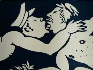 Eddy Varekamp - Afdruk linosnede, Affiche expositie Rob Gallery Amsterdam - 1994 verkauft für € 25!