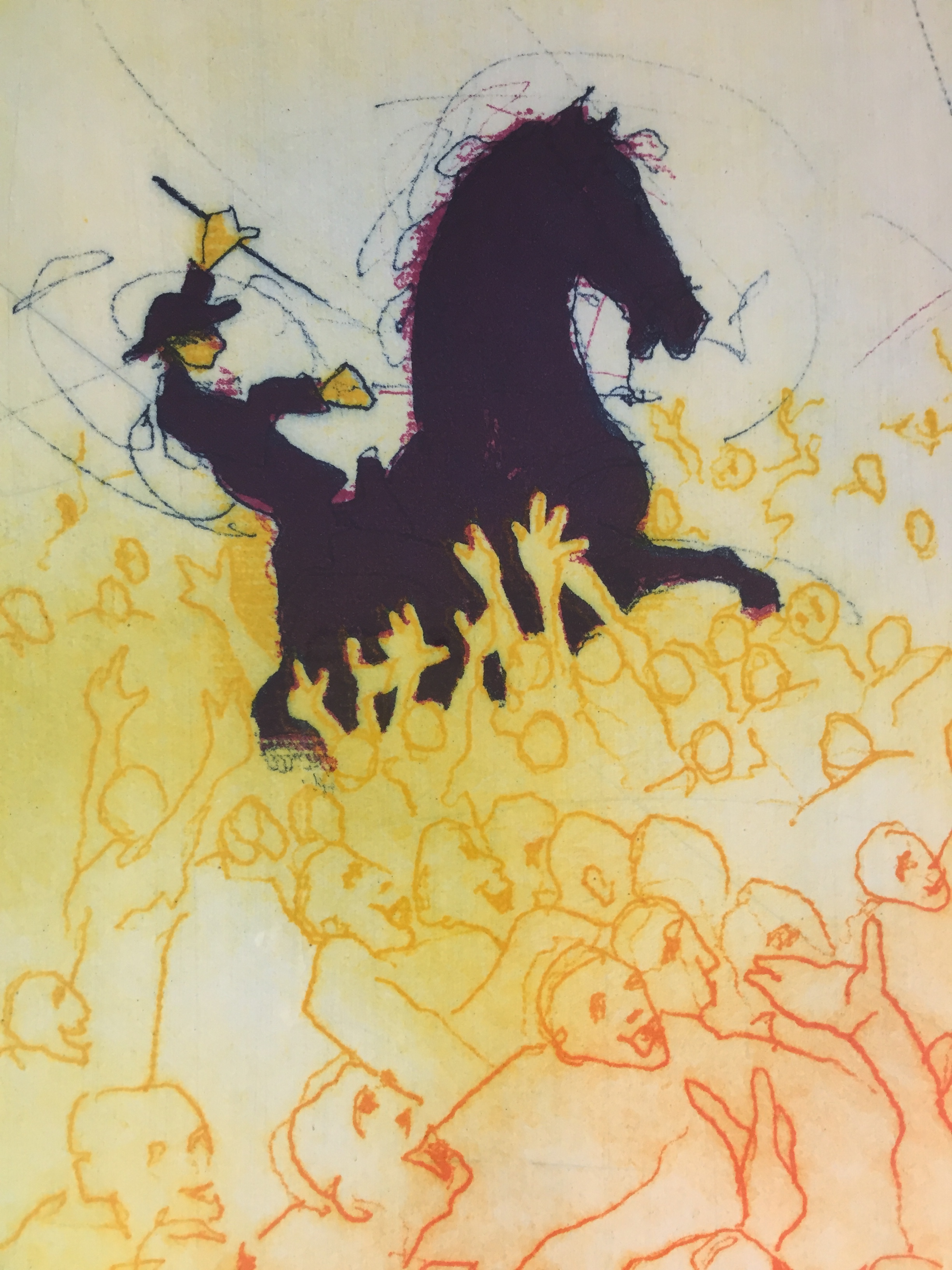 Ronald Tolman - kleurenets, 'Drie paarden in menigte', 2000 (GROOT) kopen? Bied vanaf 175!