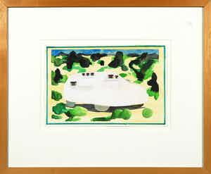 Elizabeth de Vaal - Gouache, Mas del pigeonet - Ingelijst verkocht voor € 40!