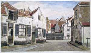 Henri von Rupprecht - Handgekleurde ets Appelmarkt Amersfoort verkocht voor € 35!