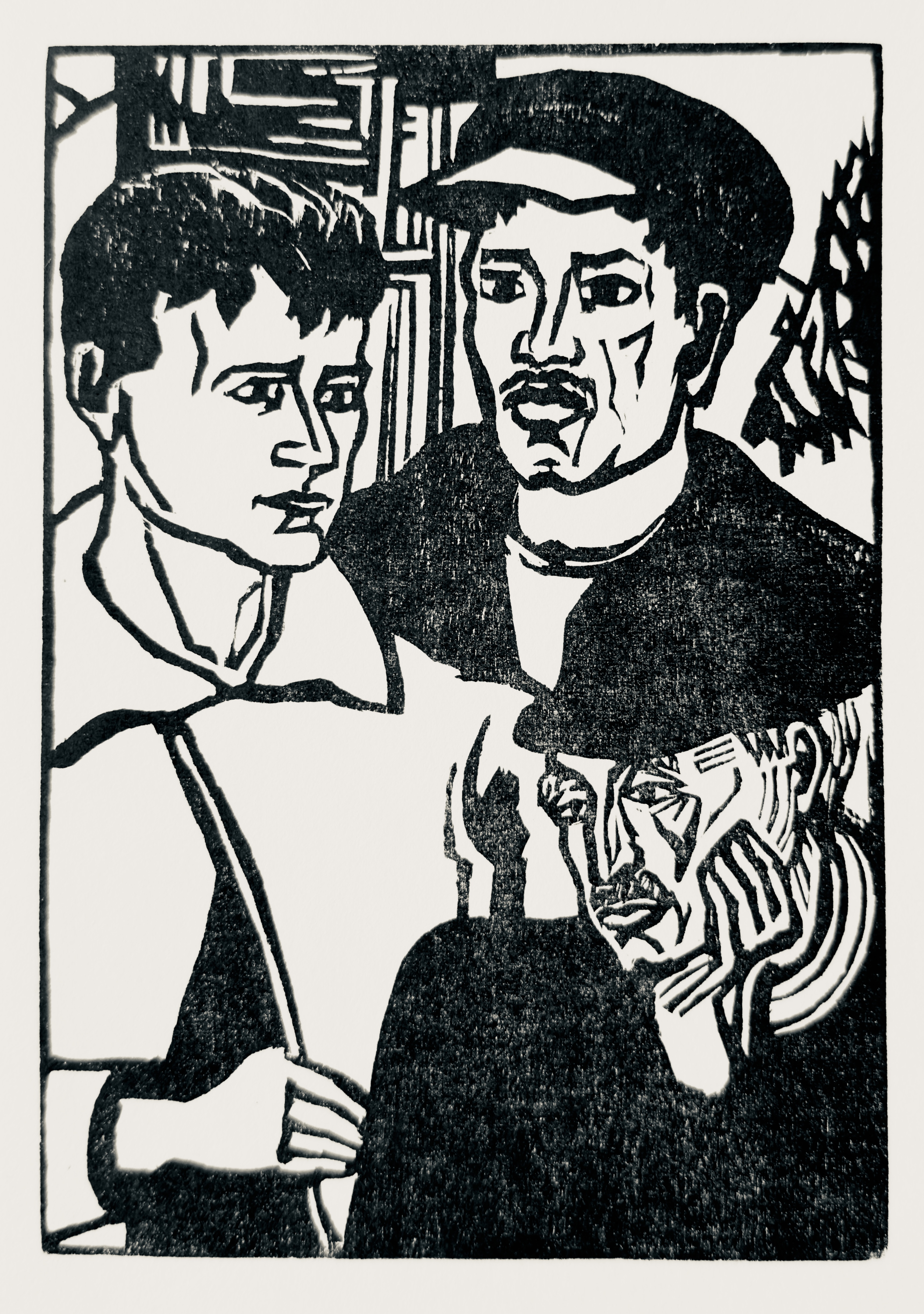 Erich Heckel - Sächsische Arbeiter - Original-Holzschnitt von 1946 kaufen? Bieten Sie von 120!