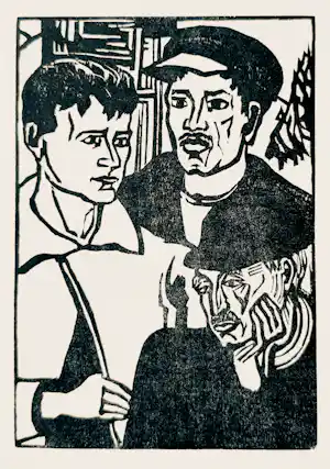 Erich Heckel - Sächsische Arbeiter - Original-Holzschnitt von 1946 kaufen? Bieten Sie von 120!
