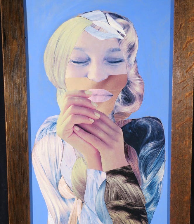 Adri van den Beukel - Collage op board, Het haren kleed - Ingelijst kopen? Bied vanaf 25!