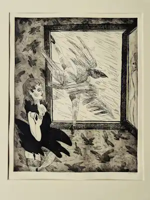 Alphons Freijmuth - Grote -1974- E(preuve) d'A(rtiste) ets/aquatint "Uruh" - potloodgesigneerd vendu pour 35€ !