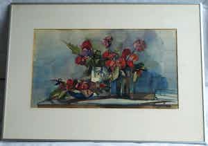 Jan Engelman - Aquarel , Bloemstilleven – gesigneerd & ingelijst – ca 1980 verkocht voor € 100!
