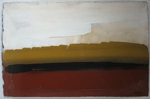 Wijm Bos - Acryl op doek op hardboard, Red line - Ingelijst (Groot) kopen? Bied vanaf 50!