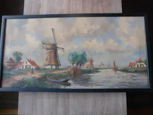 Niet of onleesbaar gesigneerd - Schilderij, Landschap met molens. kopen? Bied vanaf 1!