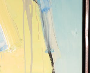 Ton van Kesteren - Olieverf op doek, Abstracte compositie in geel en blauw - Ingelijst (Groot) kopen? Bied vanaf 200!