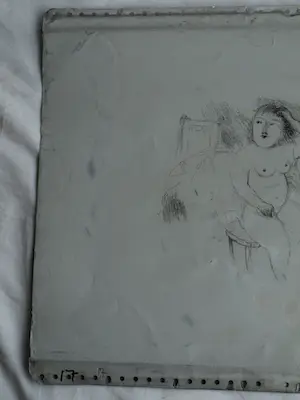 Metten Koornstra - Originele drukplaat , “Naakte vrouw poserend voor bed” – 1965 kopen? Bied vanaf 25!