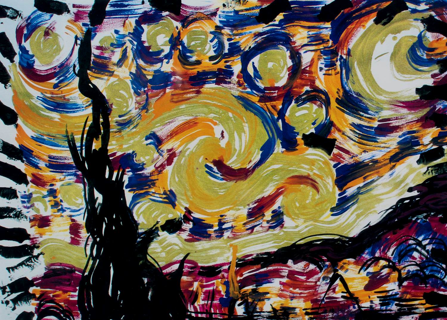 Arman - Ingelijste zeefdruk: Starry Night ( Hommage a van Gogh) kopen? Bied vanaf 75!