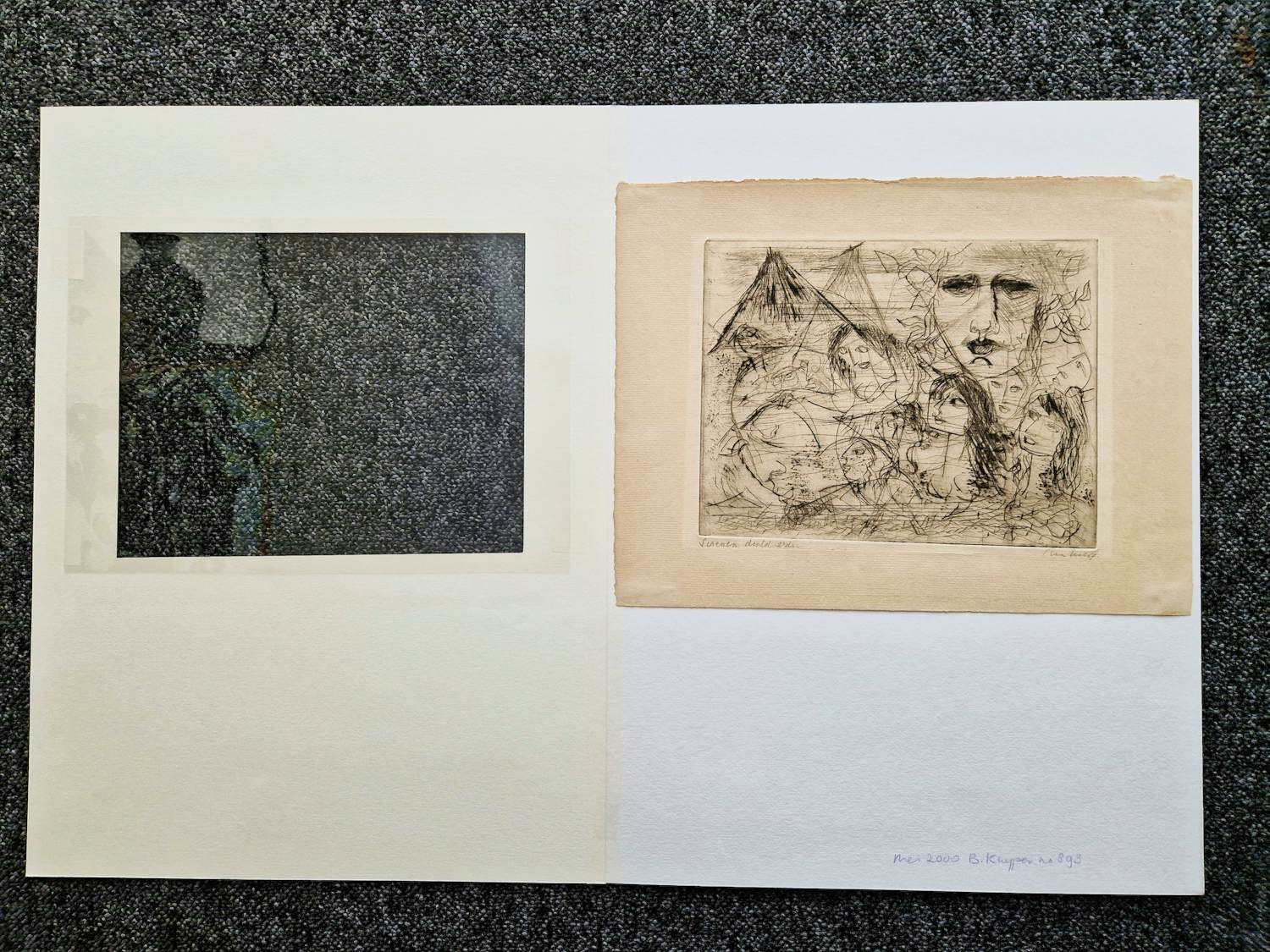 Ria Exel - Bijzondere monochrome droge naald Ets "sirenen" 1967 - 2e druk - gesigneerd kopen? Bied vanaf 31!