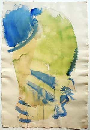 David van de Kop - Abstracte voorstelling, aquarel (netjes ingelijst, groot!) verkocht voor € 1!