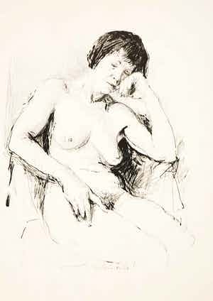 Aat Veldhoen - Rotaprint, Zittend naakt verkocht voor € 35!